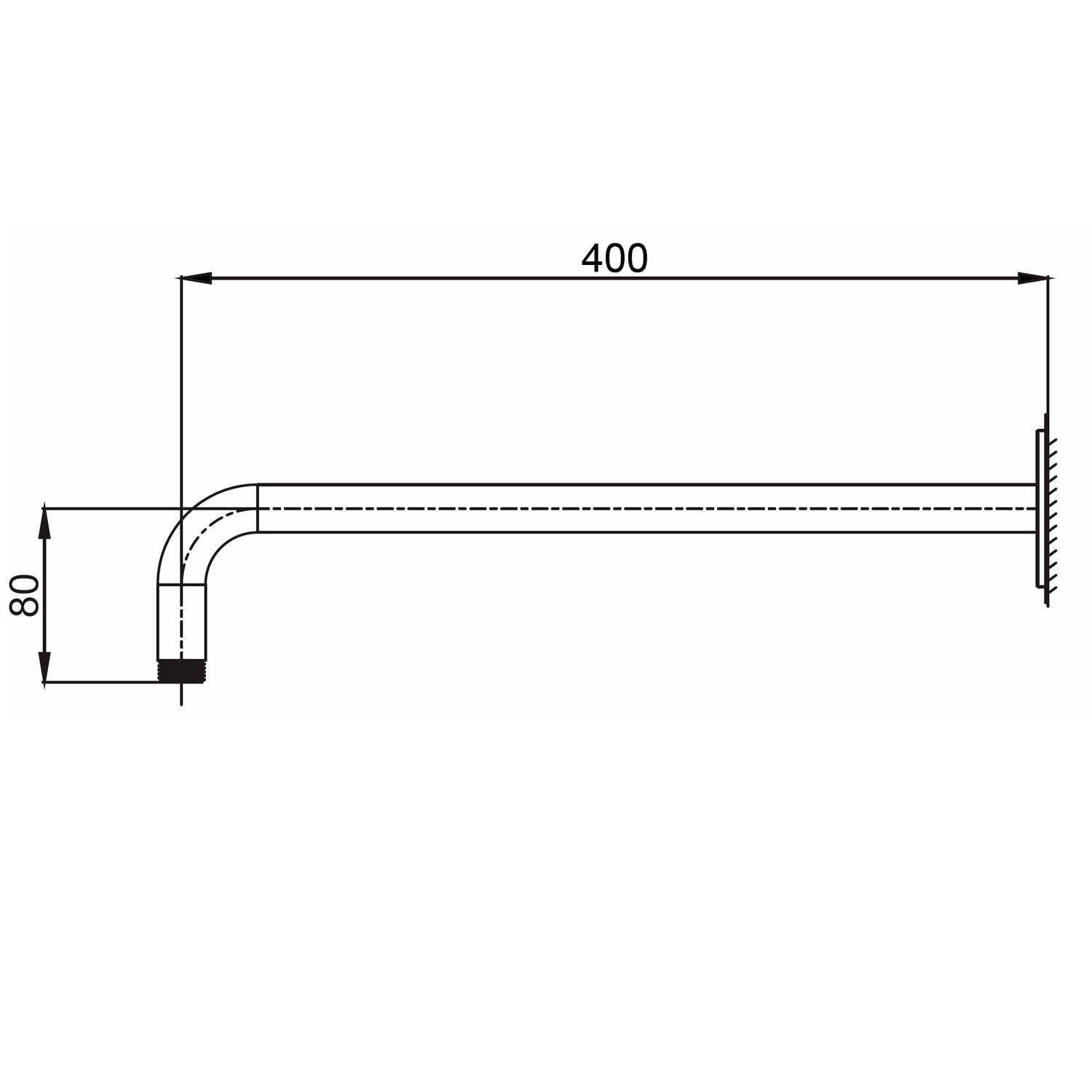 Brazo de ducha Levante de acero inoxidable 316L con acabado Brazo Ducha Pared Largo Gunmetal