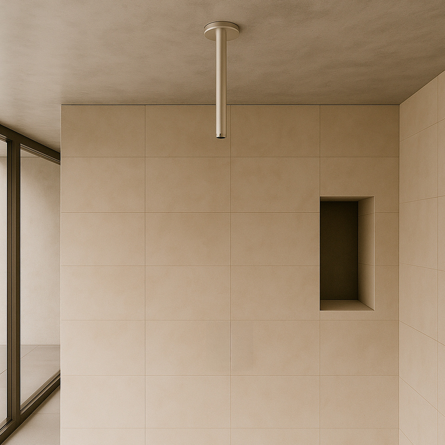 BRACCIO-DOCCIA-SOFFITTO-LEVANTE-CORTO-INOX-ambientata BRACCIO-DOCCIA-SOFFITTO-LEVANTE-CORTO-INOX<br>