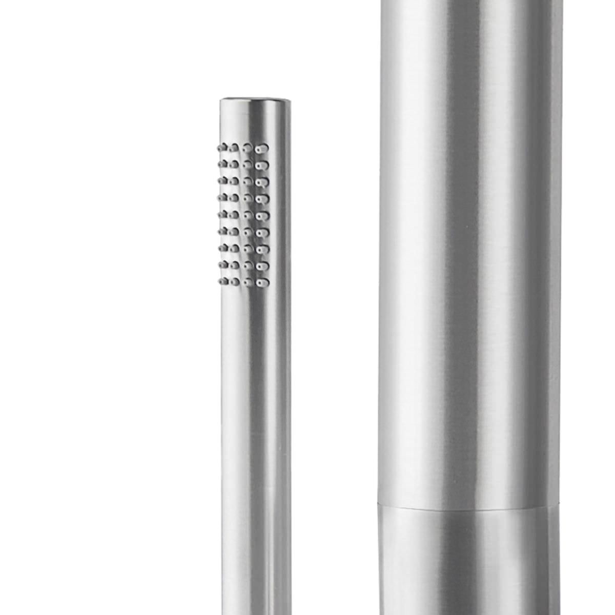 DOCCIA-ARBOREA-INOX-3 SINED Ducha Exterior de Pared en Acero Inoxidable AISI 316L Satinado con agua caliente y fría doble mezclador para ducha de mano y rociador incluye válvula de tres vías Modelo DOCCIA ARBOREA INOX - Imagen 4