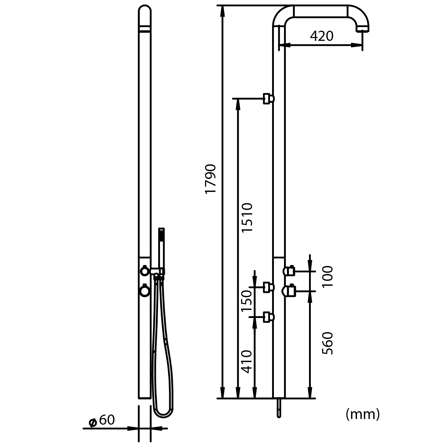 DOCCIA-CHIA-PARETE-INOX SINED Ducha de pared exterior de acero inoxidable 316L satinado sinterizado resistente a la corrosión y al desgaste - Modelo DOCCIA CHIA PARETE INOX - Imagen 4