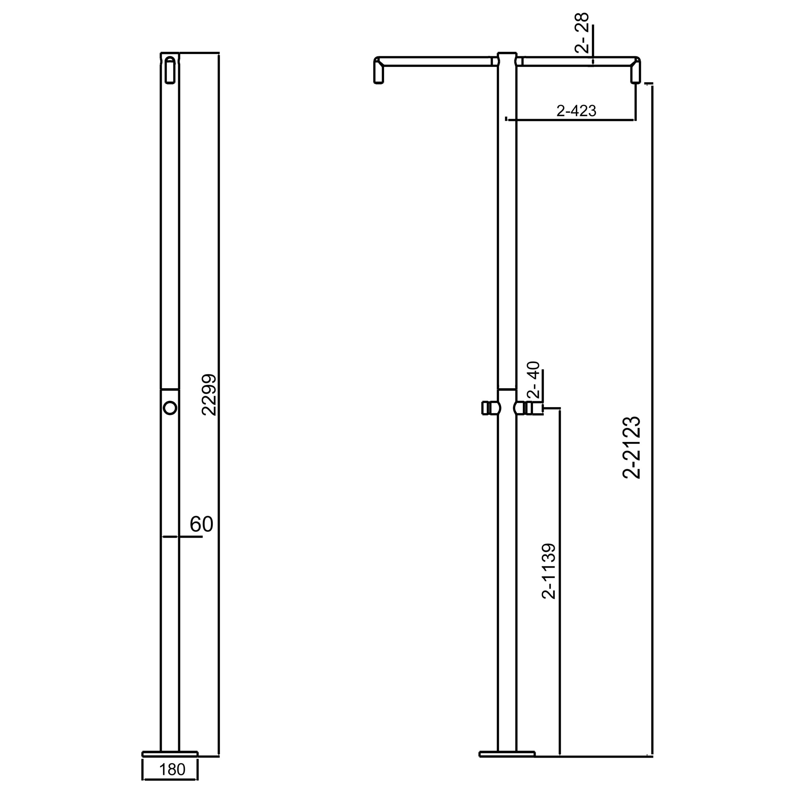 Ducha exterior inox 316L con dos duchas de techo, diseño ita Ducha Exterior Con Dos Duchas De Techo
