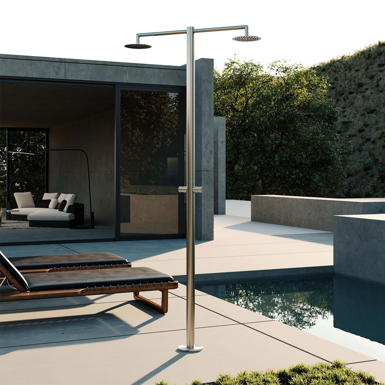 DOCCIA-INOX-ORTRO-2T-6 Ducha Exterior 2 Sopladores Temporizada Solo Agua Fría Sined - Imagen 7