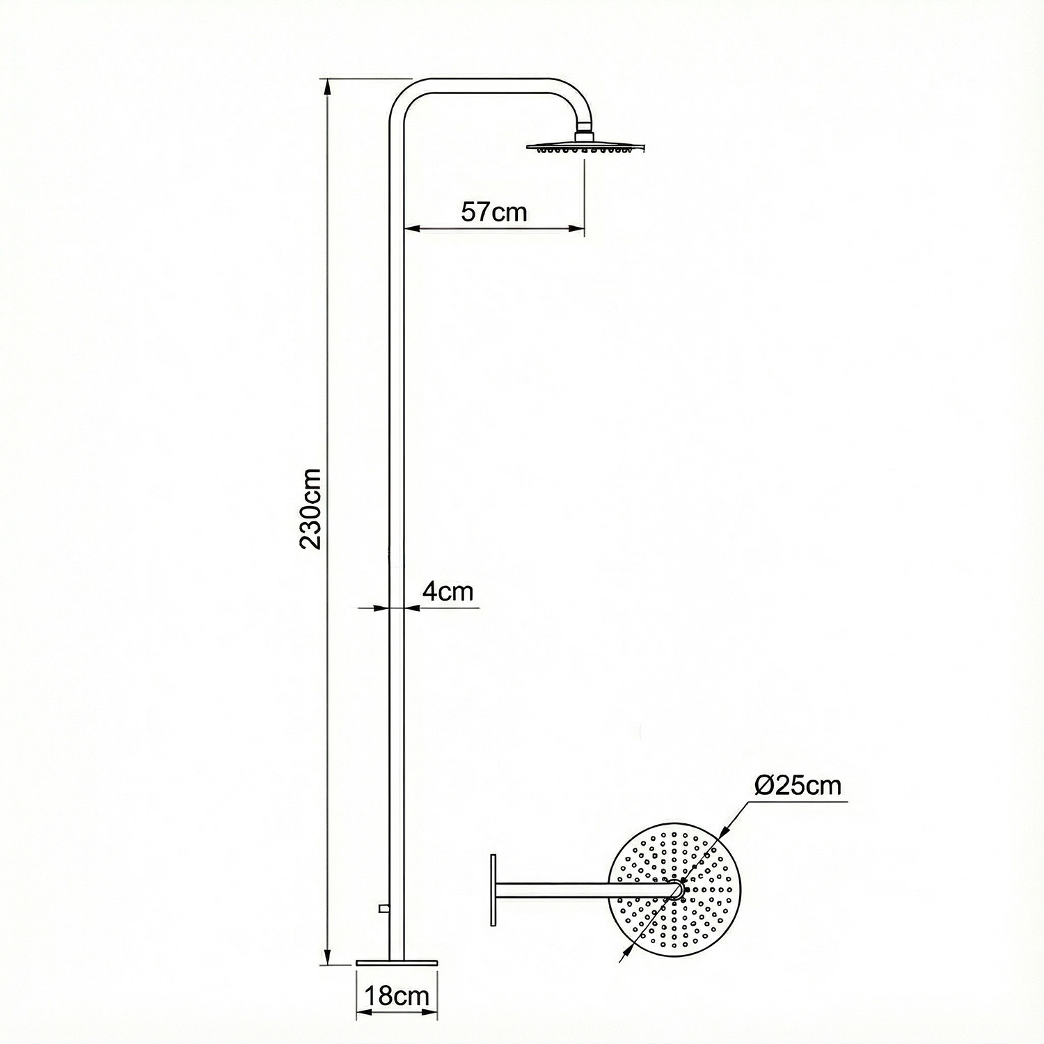 Ducha exterior SINED Nora en acero inoxidable AISI 316, dise Ducha exterior acero inoxidable 316 SINE