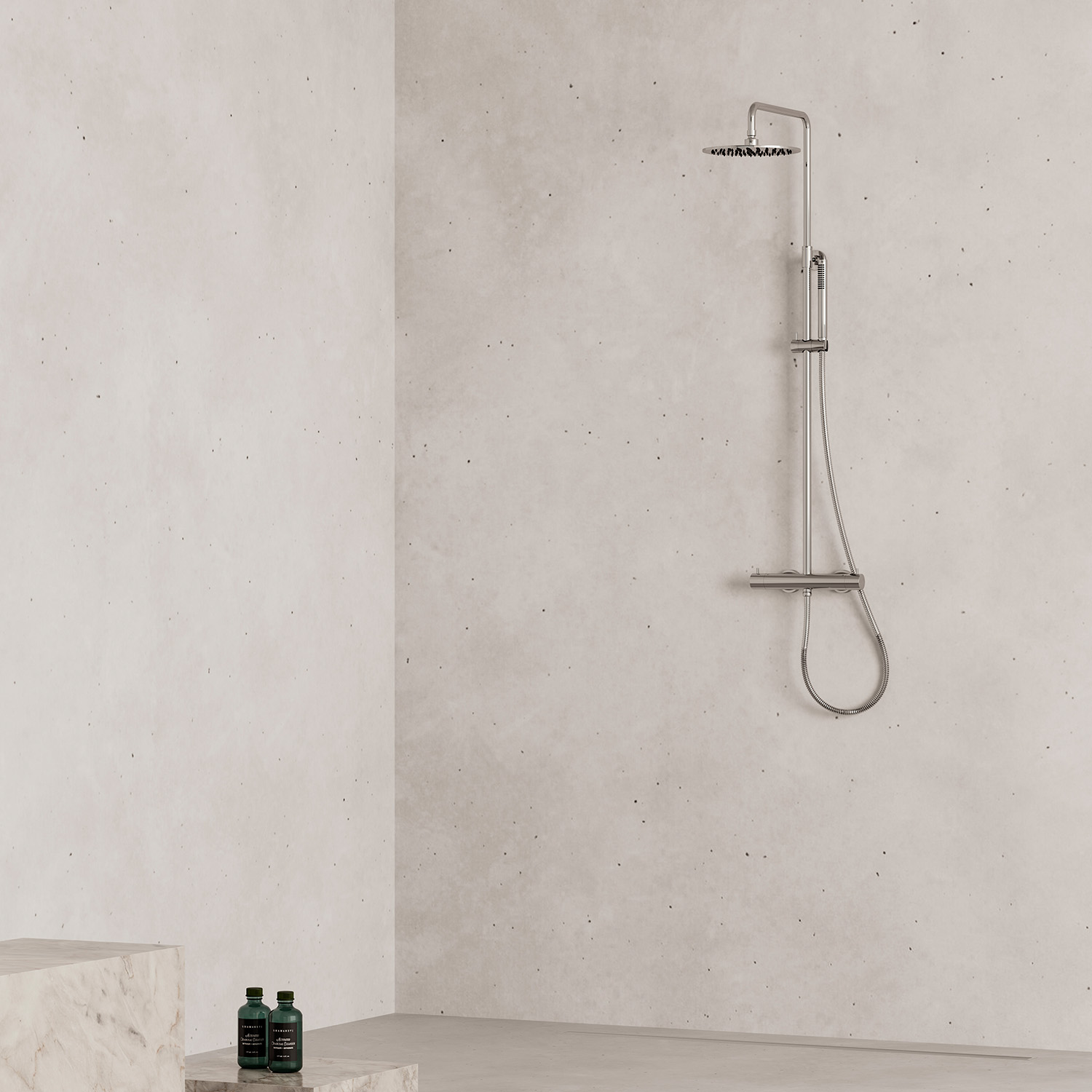 DOCCIA-PARETE-LEVANTE-TERMOSTATICA-INOX-ambientata DOCCIA-PARETE-LEVANTE-TERMOSTATICA-INOX<br>