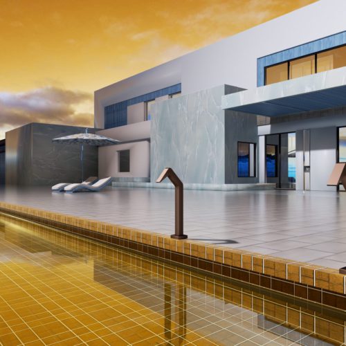 Cascada para piscina azul en acero 316 durabilidad y diseno elegante