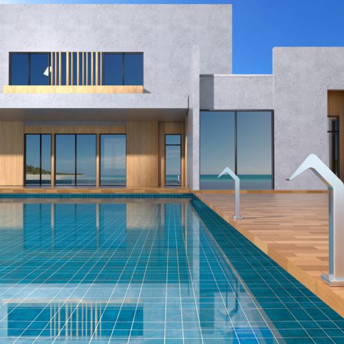 Cascada para piscina en acero inoxidable 316 color acero y diseno elegante