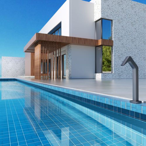 Cascada de acero 316 gris para piscina diseno elegante y moderno