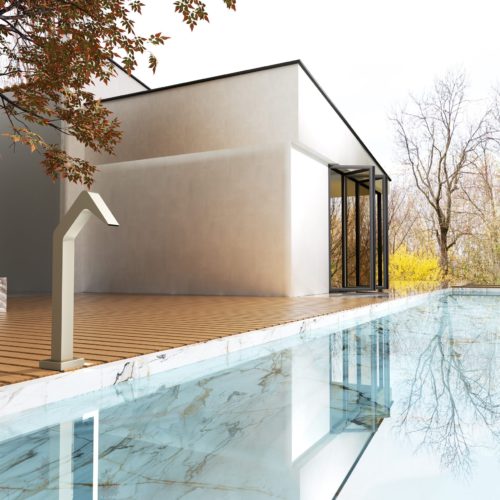 Cascada para piscina en acero 316 color beige diseno elegante y duradero