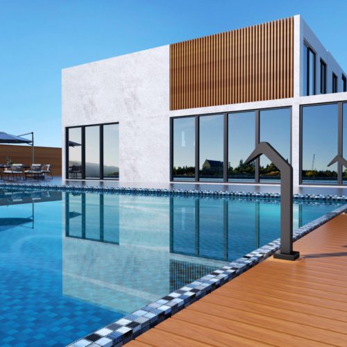 Cascada para piscina en acero 316 color negro alta resistencia y durabilidad