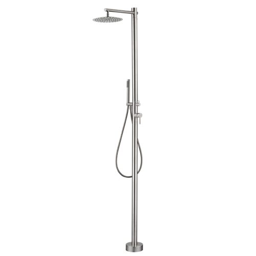 Ducha para piscina de acero 316 color acero con monocomando y difusor orientable