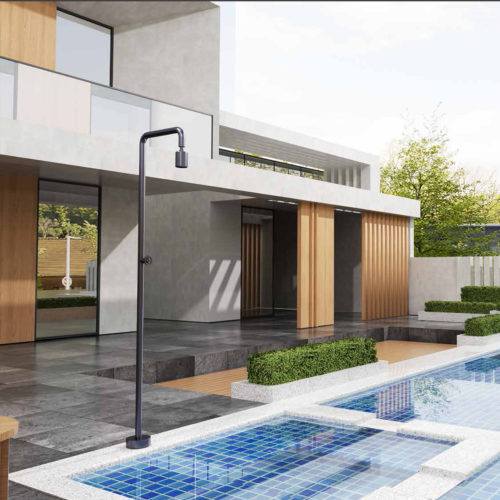 Ducha de piscina gris en acero 316 diseno elegante y resistente a la corrosión