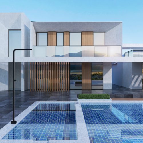 Ducha negra de piscina en acero 316 diseno sofisticado y resistente