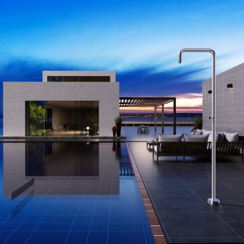 Ducha de piscina en acero 316 diseno elegante y difusor anti-calcáreo