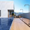 Ducha de piscina en acero 316 color gris diseno moderno y anticalcareo IMEX GPU010 AGCB Ambientata 100x100