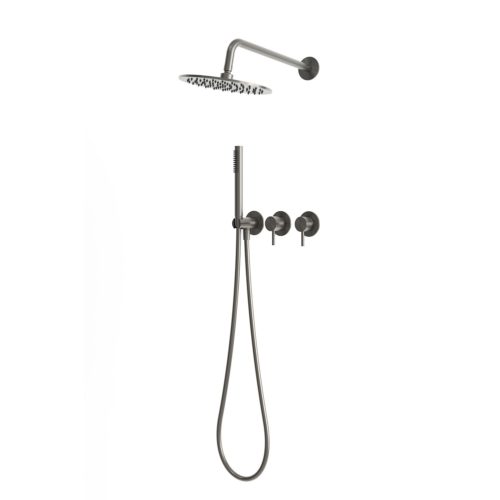 Kit de ducha empotrado pared 30 cm gun metal acero inox 316L