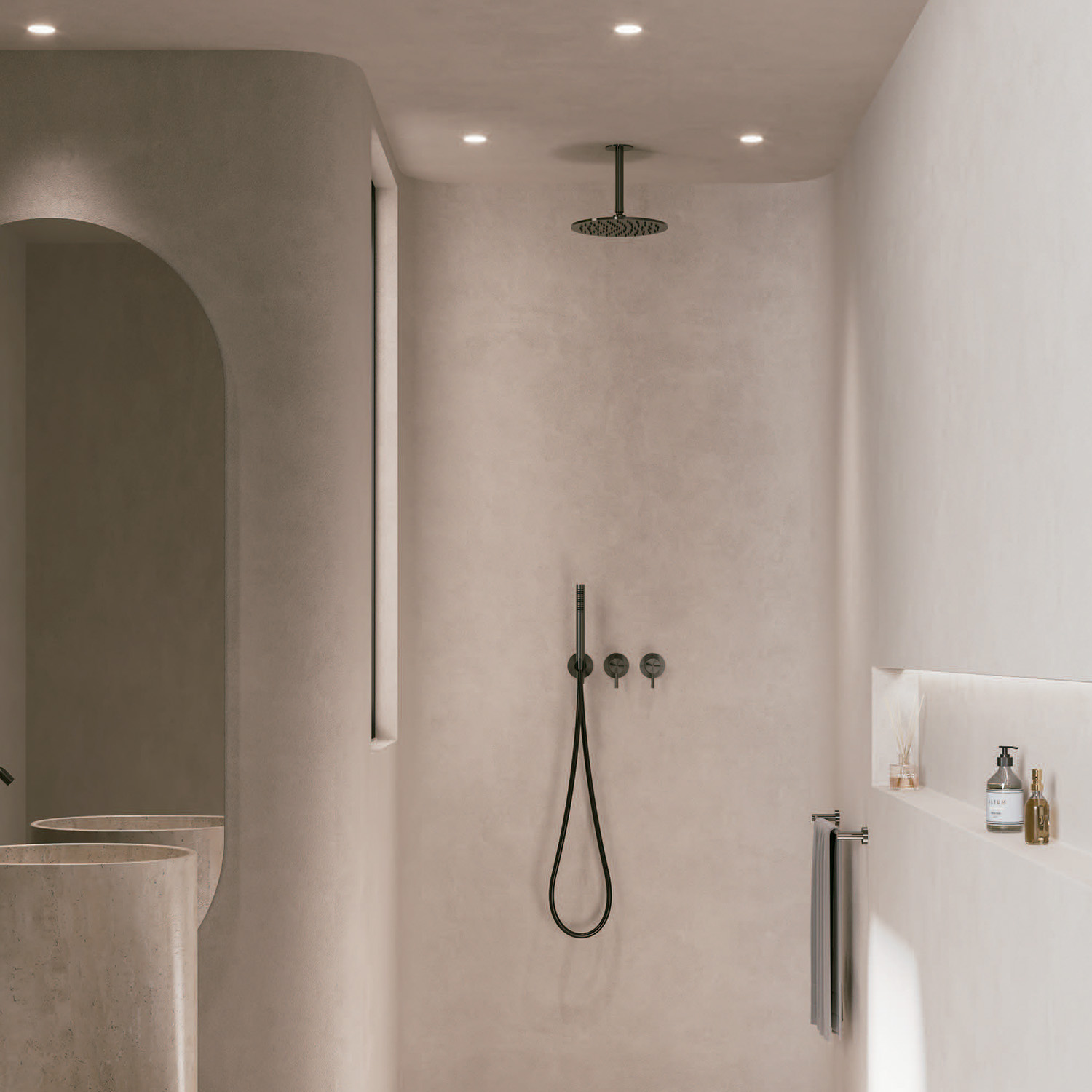 KIT-SOFFITTO-SOFFIONE-LEVANTE-LUNGO-30-INOX-ambientata KIT-SOFFITTO-SOFFIONE-LEVANTE-LUNGO-30-INOX<br>