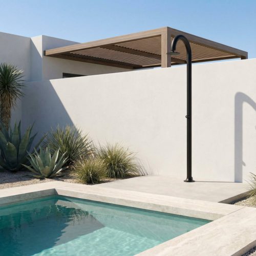 Ducha Temporizada De Aluminio Con Agua Fría Sined Luna Timer Blanco - Negro