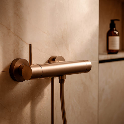 MISCELATORE-MURO-DOCCIA-LEVANTE-ORO-ROSA<br>