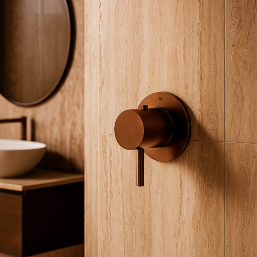 MISCELATORE-MURO-LEVANTE-TERMOSTATICO-ORO-ROSA<br>