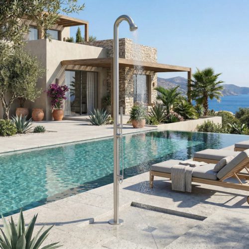 Ducha para piscina color inox en acero inoxidable 316L