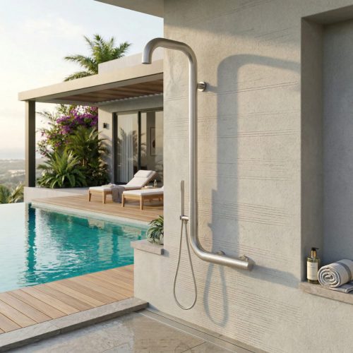 Ducha de pared inox en acero inoxidable 316L color inox