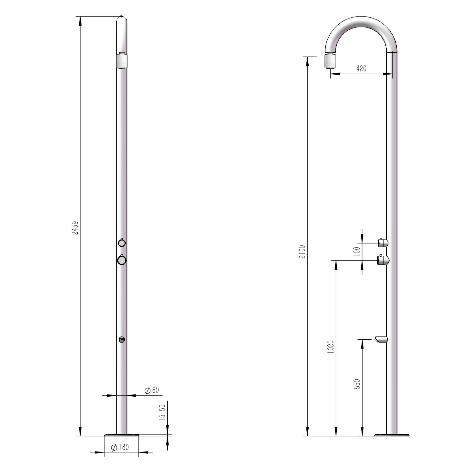 doccia piscina inox 316l mx3007: eleganza y durabilidad, ¡compra ya! Ducha Piscina Acero 316L MX3007 INOX.