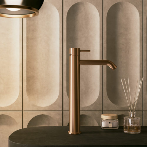 RUBINETTO-LAVABO-LEVANTE-ALTO-ORO-ROSA<br>