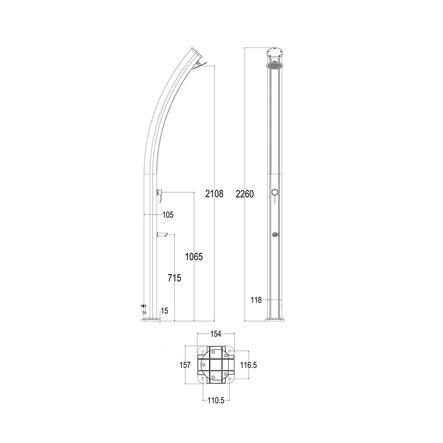 Ducha solar blanca de aluminio, diseño elegante y duradero Ducha Solar Blanca de Aluminio